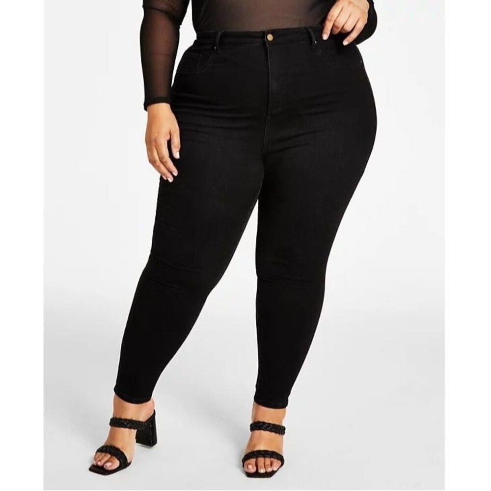Nina Parker Womens Plus 20W Black Trendy High Rise Skinny Jeans NWT BX47